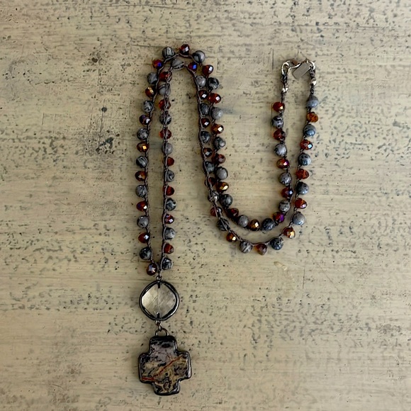 Handmade Crochet Beaded Necklace - Picture 1 of 2